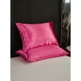 thumbnail image 3 of Move Over Rose Red Satin Pillowcases King, Silk like Satin Pillow Cover Set of 2, Silky Microfiber Solid Pattern, 2 Pack, 3 of 7