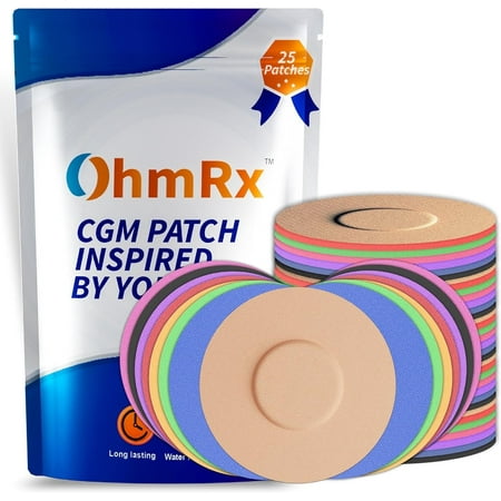 OhmRx Freestyle Libre 3 & Libre 3 Plus Sensor Covers - Waterproof, FSA/HSA Eligible, No Cut, Pack of 25, Multicolor, 10-14 Day Use