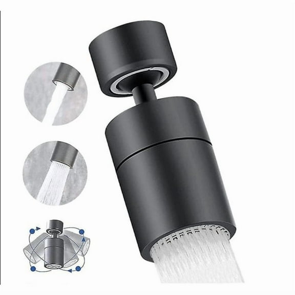 Water Faucet Aerator, 360 Rotatable Nozzle Kitchen Faucet (Black), 2 Modes Water Saving Faucet Aerator, Spray Aerator Filter Kitchen Faucet Bathroom Sink