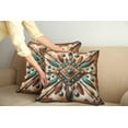 thumbnail image 2 of Ambesonne Rustic Throw Pillow Cover 2 Pack, Southwestern Square Feathers, 18", Turquoise Cocoa and Redbrown, 2 of 7