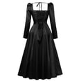 thumbnail image 4 of LYEAA Formal Long Sleeve Dresses for Women Knee Length Dress Flowy Elegant Dress Solid Color Evening Gown Cocktail Dress Zipper Vintage Fashion Dress Dress Black XL, 4 of 8