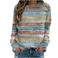 thumbnail image 1 of FAIWAD Women's Color Block Long Sleeve Tunics Tops Round Neck Loose Fall Winter Lightweight Pullover Top, 1 of 5
