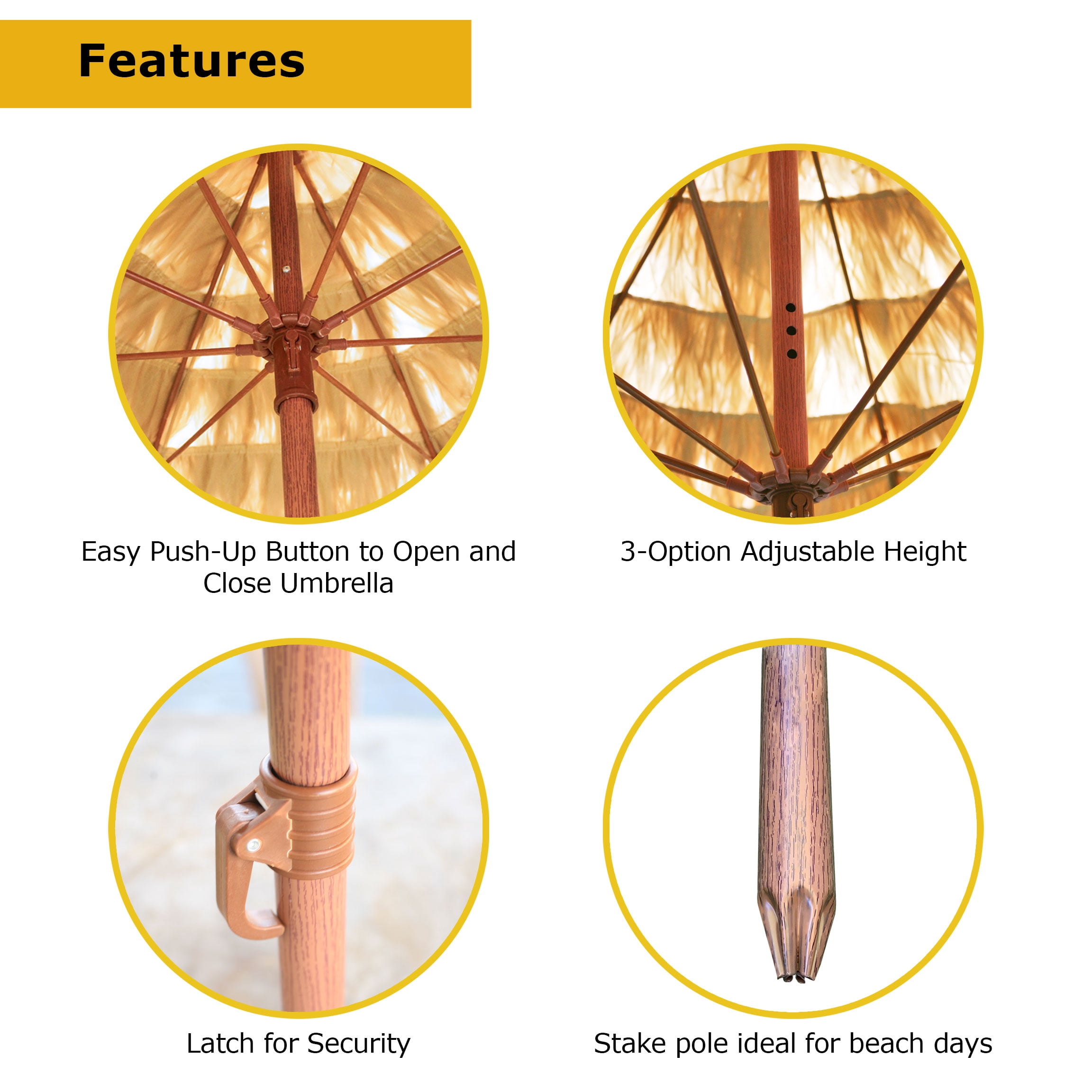 Backyard X-Scapes Tan Tiki Thatch Patio Umbrella for Outdoors 9.5 ft D
