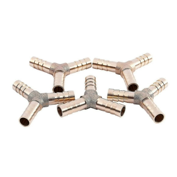 5pcs 8mm 3 Ways Y-piece Brass Air Gas Hose Barb Connector Tube Coupler (tangling)