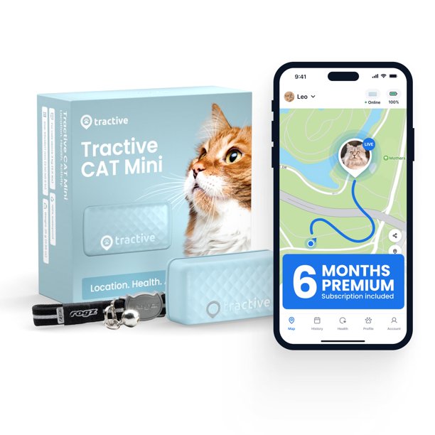Localizador GPS para gatos Tractive Mini con ubicación en tiempo real y hasta 5 días de batería