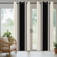 thumbnail image 3 of 2 Panels Outdoor Curtains for Patio Waterproof 54"x95" Black Vintage Weatherproof Privacy Outsides Curtains, Geometric Stripes Simple Lines Grommet Thermal Drapes for Cabana Porch Pergola, 3 of 8
