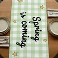 thumbnail image 5 of Table Runners 70 Inches Long Dress Scarves, Groundhog Day Farmhouse Coffee/Dining/Kitchen Table Decor, Holiday Table Runner, Green Plaid Spring Botanical Star Yellow 13x70 Inch, 5 of 9