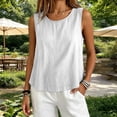 thumbnail image 4 of Nooxsoe Womens Linen Tank Tops Sleeveless Tank Scoop Neck Solid Boho Gauze Tops for Women Beach Sleeveless Tops Summer Sleeveless Shirts Lightweight Tops for Women White XL, 4 of 4