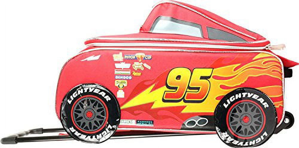 Large Rolling Backpack - Disney - Cars Lightning Mcqueen Shape 16" New 002497