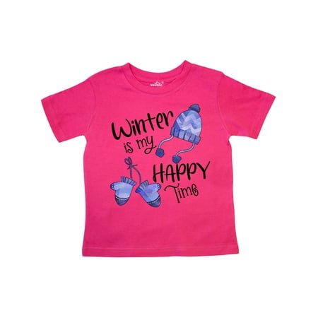 

Inktastic Winter is My Happy Time Hat and Mittens Gift Toddler Boy or Toddler Girl T-Shirt
