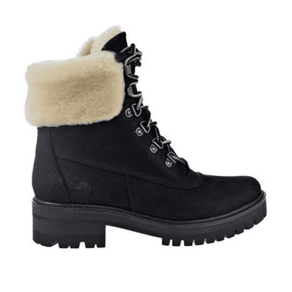 Women's Timberland 6" Courmayeur Valley Shearling-Lined Black Boot - 7