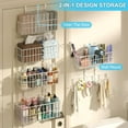 thumbnail image 5 of Superior Hub Adjustable Over The Door Organizer, Metal Hanging Door Organizer with 5 Wire Basket 7 Hooks, Wall Mounted Shelf for Pantry Closet Organization and Storage, White, 5 of 16