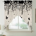 thumbnail image 2 of Spring Botanical Swag Curtains for Kitchen/Bedroom/Living Room, Black Eucalyptus Butterfly Rustic Scalloped Curtains 63 Inch Long, Rod Pocket Window Swag Topper Curtains Valances 2 Panels Set 36"x63", 2 of 8