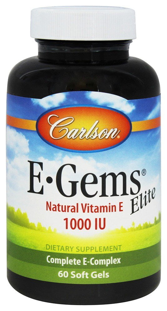 Carlson Labs E Gems Elite Natural Vitamin E 1000 IU 60 Softgels