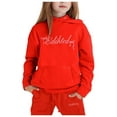 thumbnail image 1 of YOUSNH Clothes Set Children's Hoodie Set with Bow Print Girls Outfit Sets Red 4-5 Years, 1 of 4