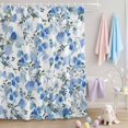 thumbnail image 2 of Shower Curtain Blue Floral Shower Curtains for Bathroom Decor, Waterproof Polyester Shower Curtain Set with Hooks, Standard Size 72" x 72" Lead Watercolor Flowers, 2 of 9