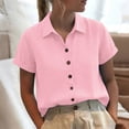thumbnail image 5 of JYnXIANTI Summer Tops for Women Breathable Button Down Shirts Comfort Soft Lapel Blouses Casual Beach Travel Tshirt Outfits, 5 of 7