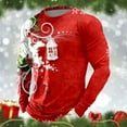 thumbnail image 2 of T Shirts for Man Christmas Long Sleeve Plaid Christmas Tree Graphic Pajamas Tee Crew Neck Casual Fall Winter Holiday Family Xmas Gift Mens T-Shirts ZB Red XXXXL, 2 of 3
