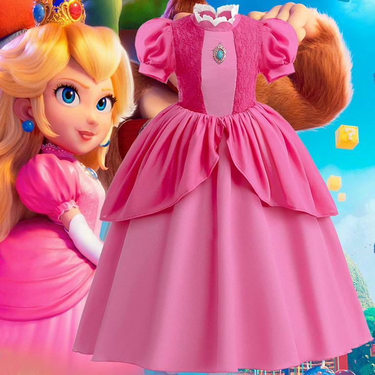 PHENAS Princess Peach Cosplay Costume for Girls,Princess Peach