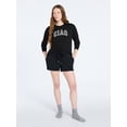 thumbnail image 2 of Joyspun Women's French Terry Long Sleeve Top and Shorts Lounge Set, 2-Piece, Sizes XS-3X, 2 of 5