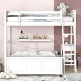 thumbnail image 2 of Harper & Bright Designs Twin Over Full Bunk Bed with Desk, White, 2 of 9