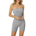 thumbnail image 2 of Musuos Women Strapless Shorts Jumpsuits Summer Solid Color Backless Bodysuit, Gray, 2 of 10