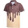 thumbnail image 4 of CPNG Boys Summer Shirt Comfortable Fashion Funny Ice Cream Print Short Sleeve Loose Lapel Buttoned Shirts(Coffee,5-6 Years), 4 of 7