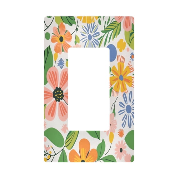 Yayeee Rocker Switch Wall Plate 1-Gang 4.6"x2.9" Home Decorative Outlet Cover, Retro Pink Floral