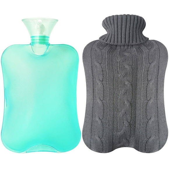 Classic Rubber Transparent Hot Water Bottle 2 Liter with Knit Cover