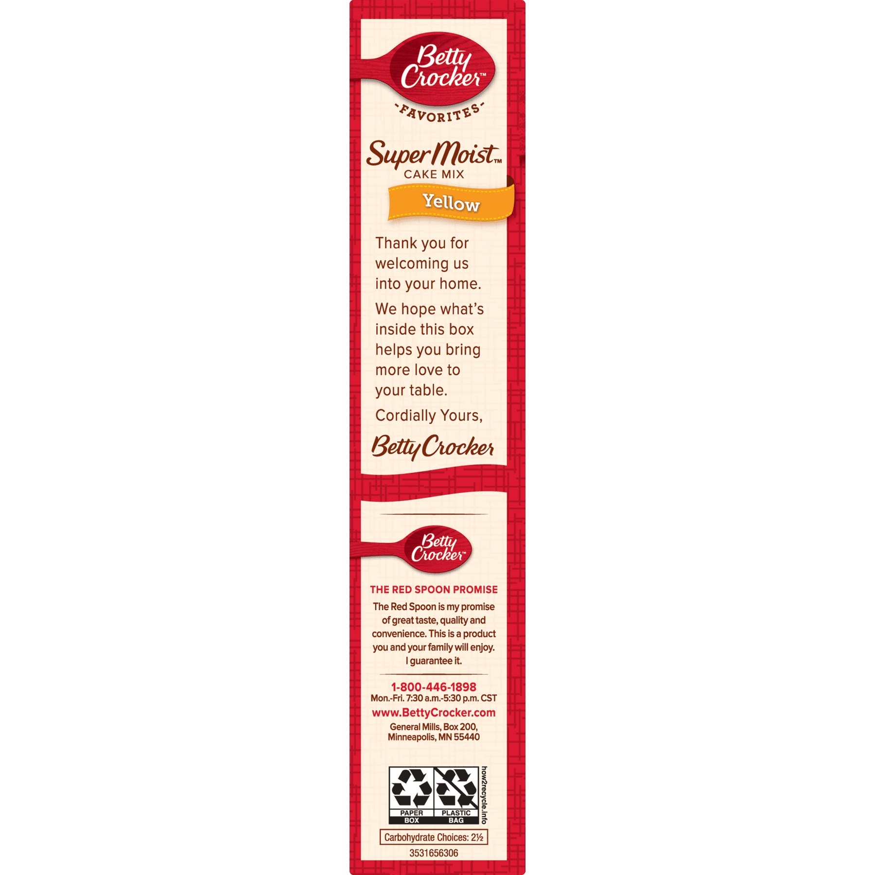 Betty Crocker Super Moist Yellow Cake Mix, 15.25 oz