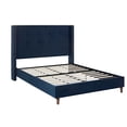 thumbnail image 3 of Llinc Store Queen Size Bed Upholstered 54" High Headboard Solid Wood Bed Legs, No Box Spring Needed Easy Assembly, Blue Velvet, 3 of 6
