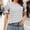 White, variant on Women's Spring Summer Clothing Fashion Polkas Printed Base T-Shirts Pleated Sleeves Short Sleeves Round Neck Blouses Top