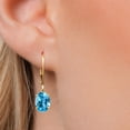 thumbnail image 3 of Gem Stone King 14K Yellow Gold Swiss Blue Topaz Earrings for Women | 4.50 Cttw | Gemstone November Birthstone | Oval 9X7MM, 3 of 6