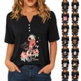 thumbnail image 4 of VNKIDY Womens Vintage Dolly Shirt Short Sleeve V Neck Country Legend Parton Memorial Graphic Tees Casual Country Music Festivals Loose Fit Fall Tops For Women,Size M, 4 of 7