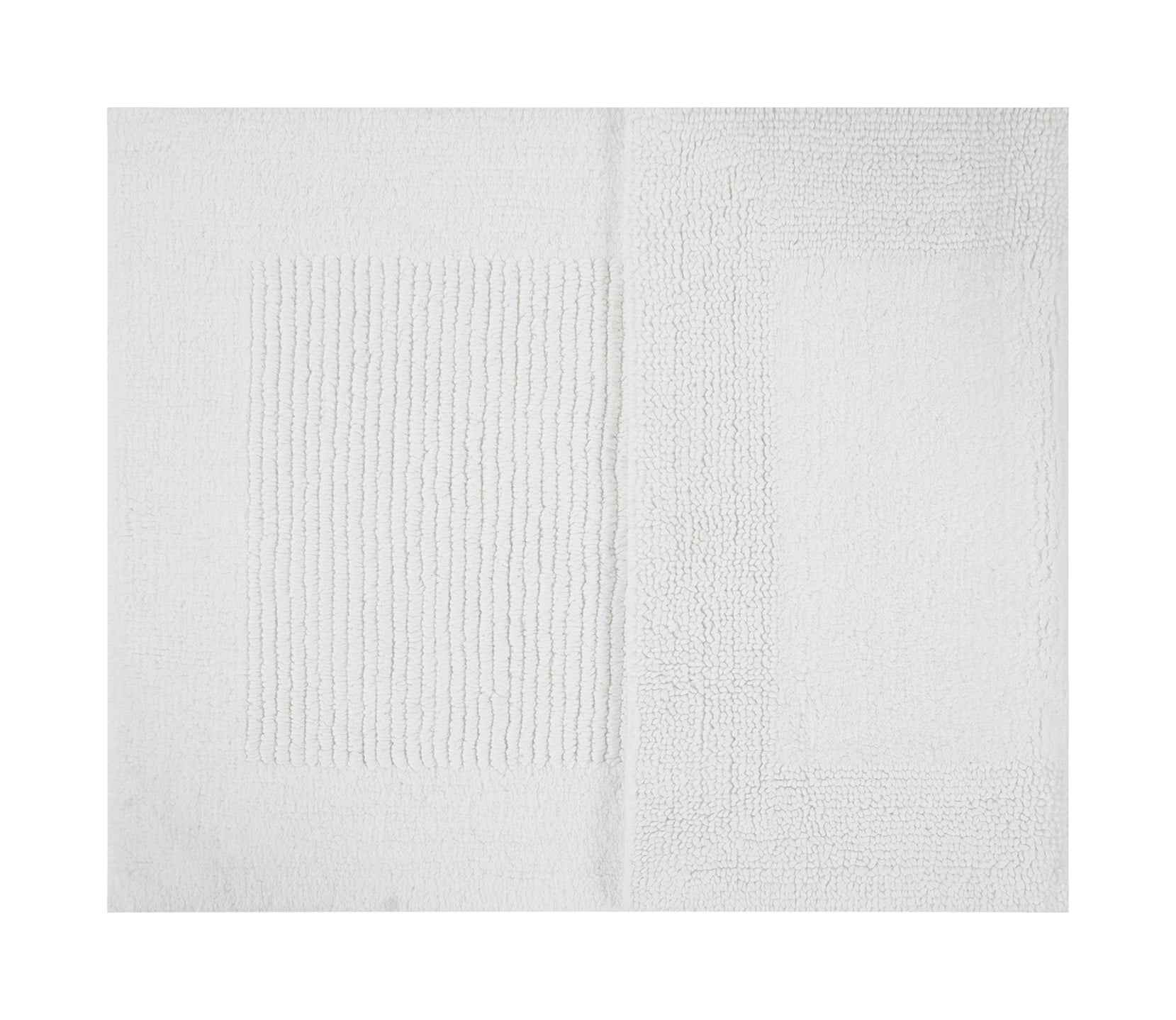 Hotel Style White 2-Piece Egyptian Cotton Reversible 17" x 24" Bath Rug Set