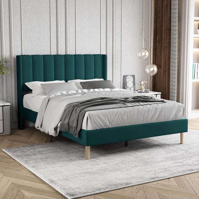 Upholstered Platform Bed Frame Twin Size with Headboard,Mattress Foundation Strong Wooden Slats Support No Box Spring Needed Easy Assembly Light Grey