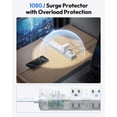 thumbnail image 4 of NTONPOWER Cable de extensión plano blanco, protector contra sobretensiones 1080J con 6 salidas y 3 puertos USB (1 USB C), protección contra sobrecarga de 1625W/13A, 4 of 5