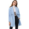thumbnail image 2 of Abrigos de invierno raglán cruzados con solapa con muesca para mujer Azul claro L, 2 of 6
