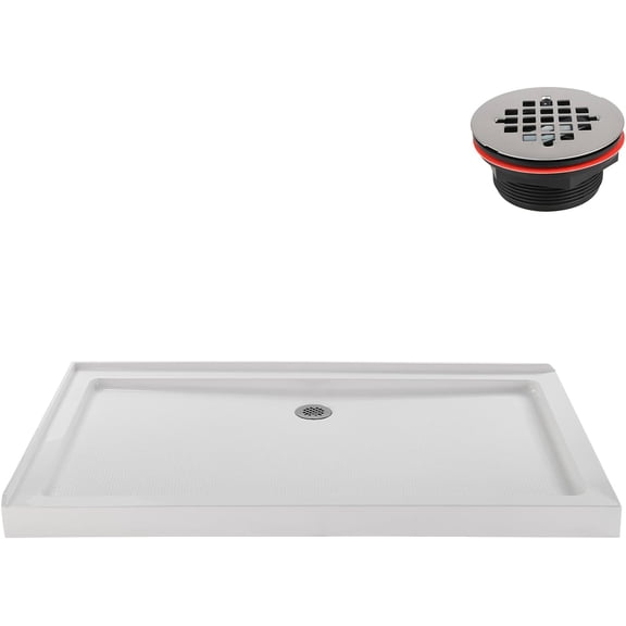 Streamline NT-354-600-RH 60 in. x 30 in. Corner Acrylic Shower Base in Glossy White with Right Drain, Drain Included