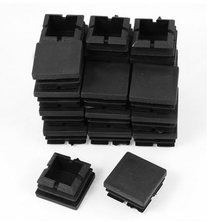 Rifled Tube - 24 x Black Plastic End Caps 25mm x 25mm Square Ribbed Tubing Tube Pipe Insert