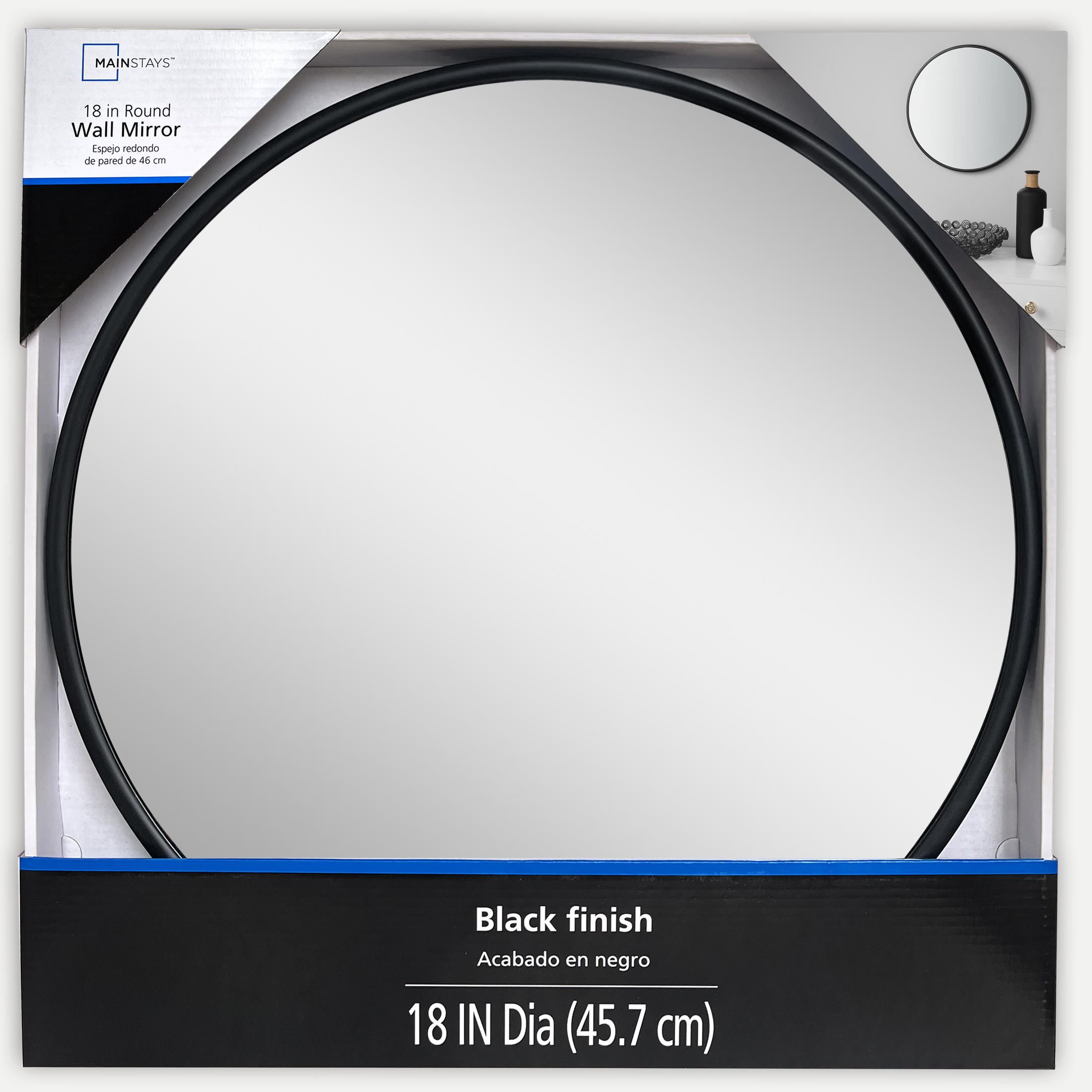 Mainstays 18 Inch Black Round Wall Mirror photo 7