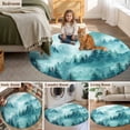 thumbnail image 5 of Teal Mountain Round Area Rug 3Ft Washable Small Circle Rugs for Kitchen Entryway, Misty Forest Nature Woodland Pine Tree Landscape Non-Slip Carpet Floor Mats Indoor Outdoor Carpet Runner Home Decor, 5 of 8