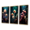 thumbnail image 3 of Designart "Beautiful Pink and Blue Deep Sea Anemones II" Marine Animals Framed Wall Art Set Of 3 - Pink Modern Frame Canvas Set For Living Room Decor, 3 of 6