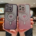 thumbnail image 2 of Kryonix for iphone 11 case cute Glitter Heart Shiny Magnetic Edge Drilling Cover with Camera Protection, Purple/Blue/Pink/Black, 2 of 8