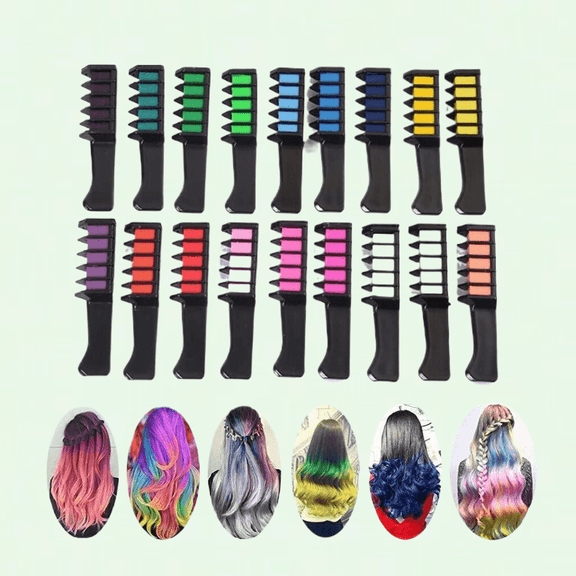 18 Pcs Temporary Hair Chalk Comb Set, 18 Vibrant Colors, Safe Washable Hair Dye for Cosplay Party DIY