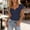 Navy, variant on Women's V Neck Short Sleeve Lace Trim Slim Fitted Cropped Solid Casual T-Shirt XS-2XL