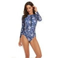 thumbnail image 4 of Purcoar Women's Long Sleeve one Piece Swimsuit Zipper Floral Printed Surfing Bathing Suit, 4 of 6