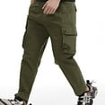 thumbnail image 2 of SOOMLON Men's Summer Beach Pants Pocket Boho Pants Elastic Slim Overalls Army Green XXL, 2 of 5