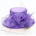 thumbnail image 3 of Women Derby Fascinator Hat Organza Church Wedding Hat Wide Brim Cocktail Tea Party Hat, 3 of 5