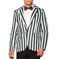 thumbnail image 1 of BLAZERS PARA HOMBRES INSPIRE CHIC Patrón a Rayas Cierre de Un Botón Solapa Notch Talla XL Negro Blanco, 1 of 6